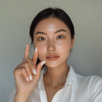 Candid Asian Woman Showing Stylish Nails