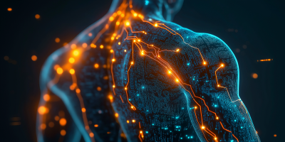 Neon circuit human muscle texture