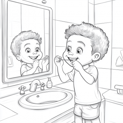 Cute Biracial Child Flossing