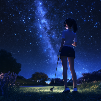 Anime Girl Playing Golf