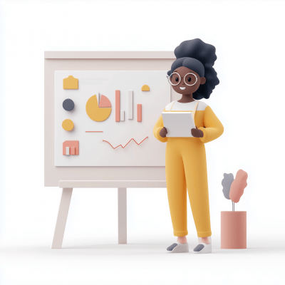 Minimalist 3D Student Illustration