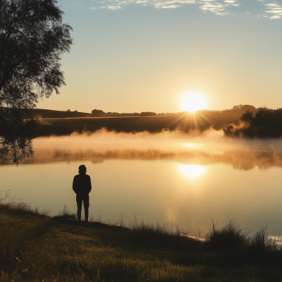 Serene Sunrise Lake Reflection