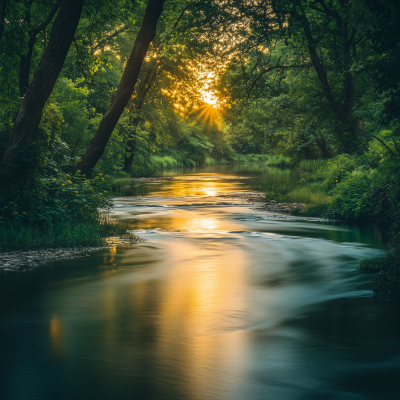 Serene River at Sunrise