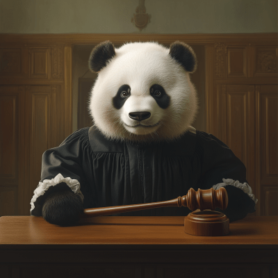 Panda Judge in Courtroom