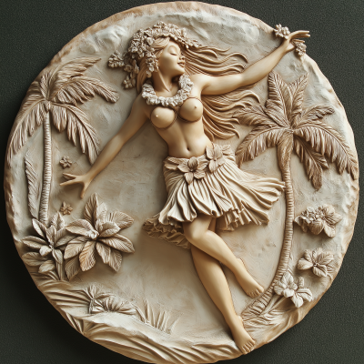 Hula Dancer Bas Relief