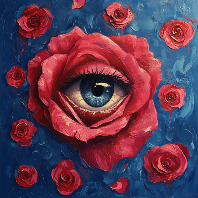 Red Rose on Blue