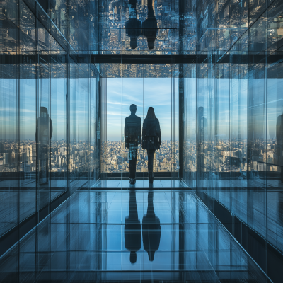 Glass Elevator with City View