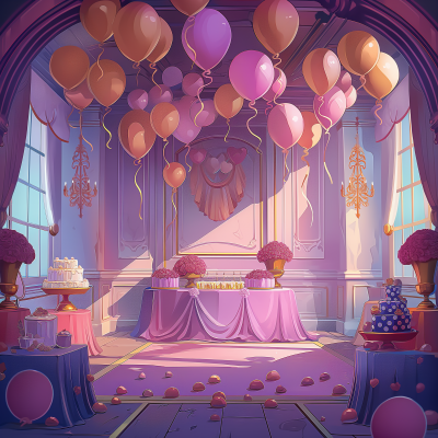 Grand Birthday Party Room Animation