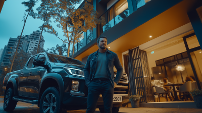 Handsome Man Exiting Car