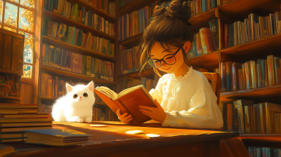 Cozy Reading Time in Ghibli Style