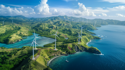 Aerial View of Tropical Wind Farm