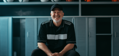 Happy Referee in Locker Room