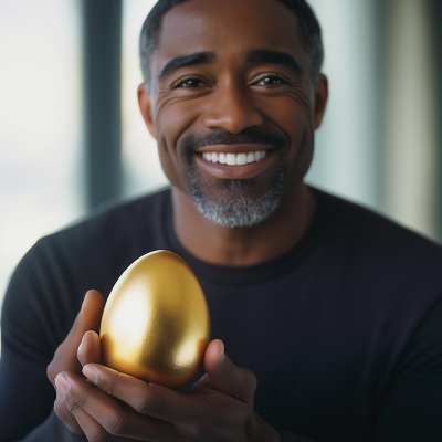 Happy Man with Golden Egg