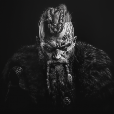 Nordic Viking Warrior Hyperrealism Illustration