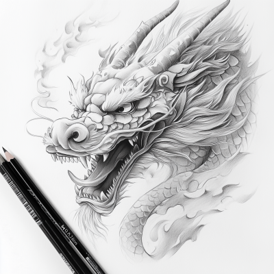 Japanese Dragon Head Drawing