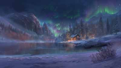 Aurora Borealis over a Tranquil Fjord