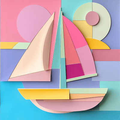 Cute Pastel Sailboat Collage