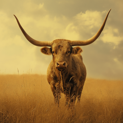 Golden Bull in a Field