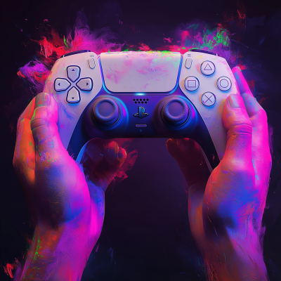 Colorful PS5 Controller Artwork