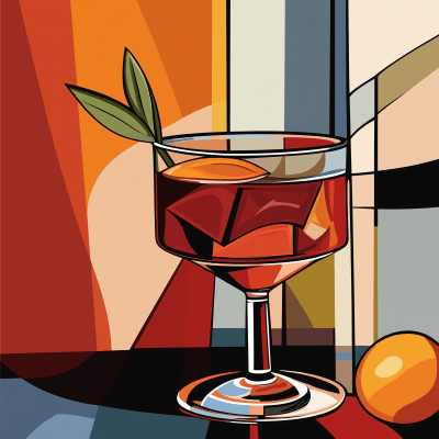 Picasso Inspired Negroni Cocktail Poster