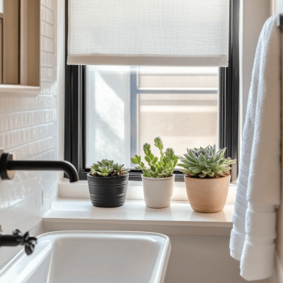 Minimalist Bathroom Interior with Plants