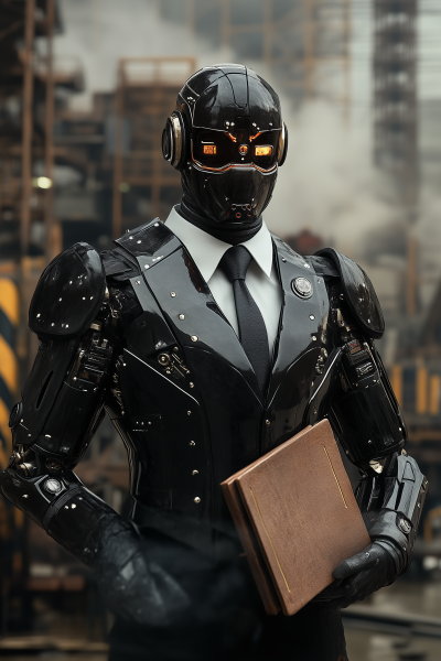 Confident Business Leader in Armor Suit