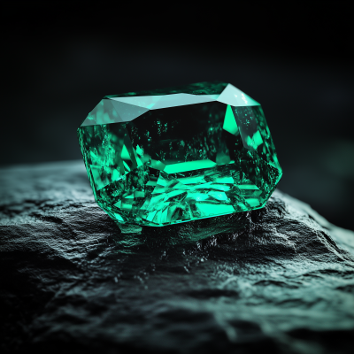 Emerald on Black Stone