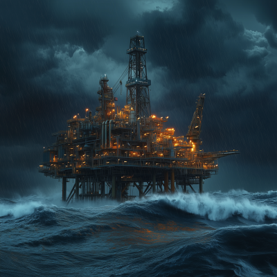 Offshore Refinery in Storm Waves