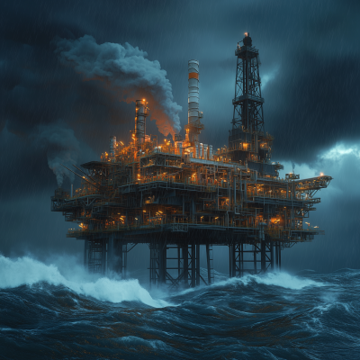 Offshore Refinery in Storm Waves