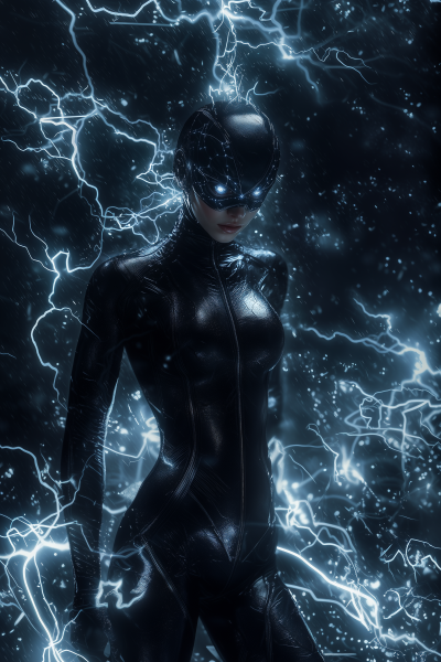 Superhuman Goddess in Futuristic Catsuit