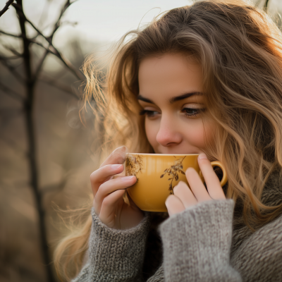 serene tea time in nature