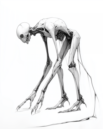 Emaciated Creature Lineart