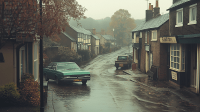 Rainy Day in a 1970s English Town