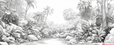 Grayscale Jungle Sketch