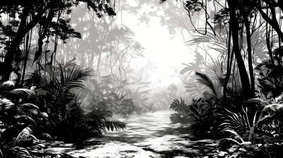 Jungle Sketch in Grayscale