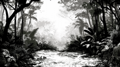 Grayscale Jungle Sketch