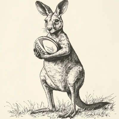 Kangaroo Rugby Illustration