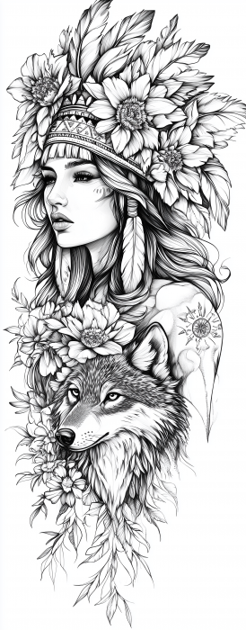 Native American Woman Tattoo Design