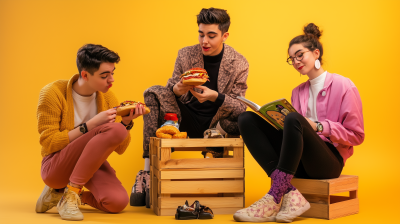 Young Friends Enjoying Fast Food