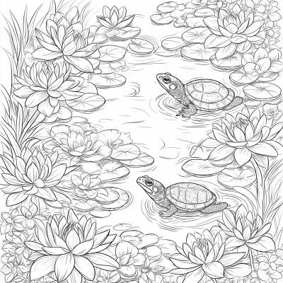 Lily Pond Coloring Page