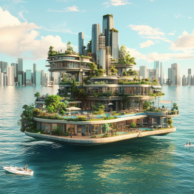 Floating City in the Ocean