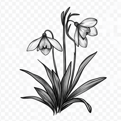 Violet Snowdrops Illustration