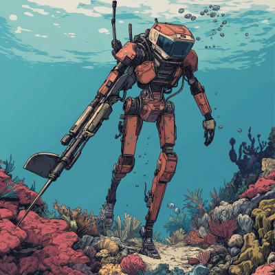 Humanoid Mecha Underwater