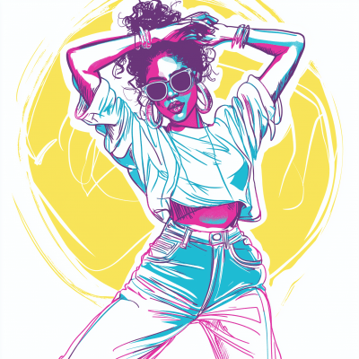 80s Fashion Dance Illustration