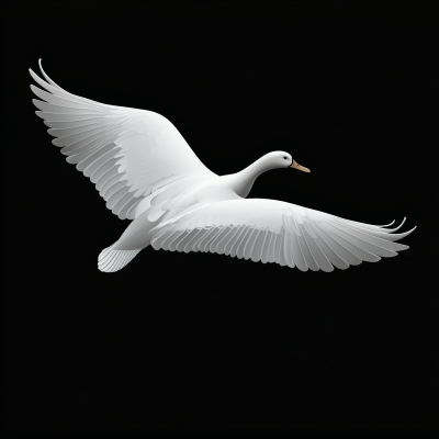 White Duck Wing on Black Background