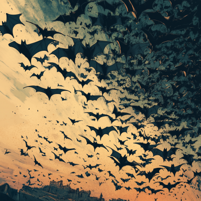 Bat Swarm in Comic Style