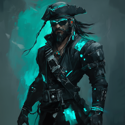 Futuristic Pirate in Cyberpunk Style