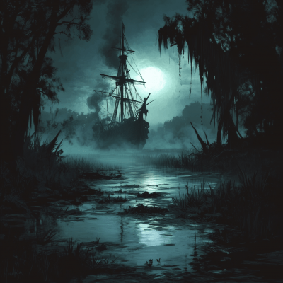 Pirate Ship in the Foggy Swamp