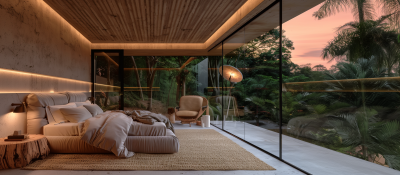 Serene Brutalist Bedroom