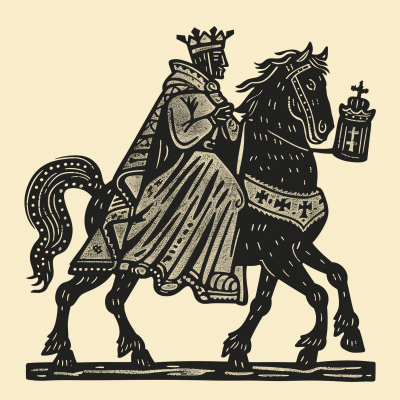 Retro Medieval Horse and King Logo Design